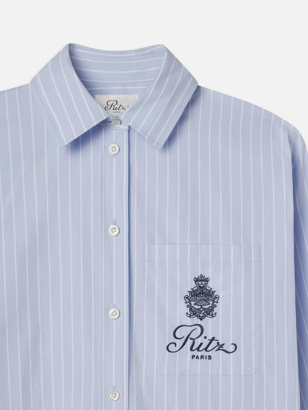 Frame Ritz Oversized Pocket Shirt In Heritage Blue Multi