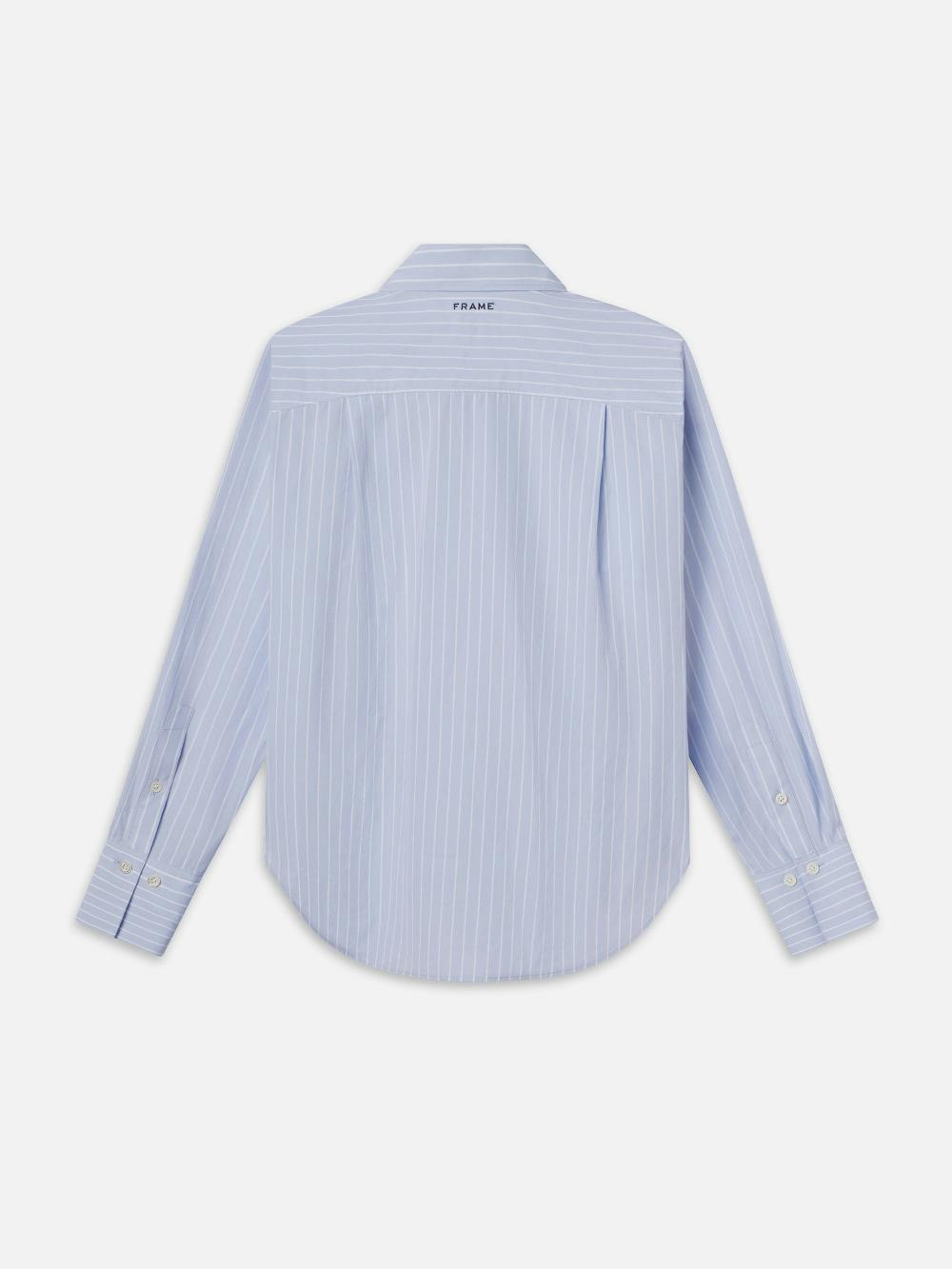 Frame Ritz Oversized Pocket Shirt In Heritage Blue Multi