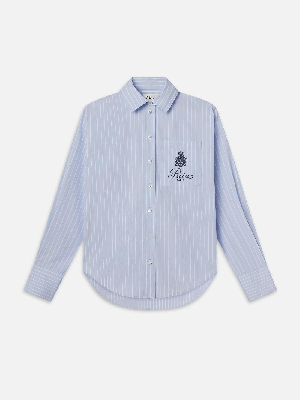 frame Ritz Oversized Pocket Shirt in Heritage Blue Multi