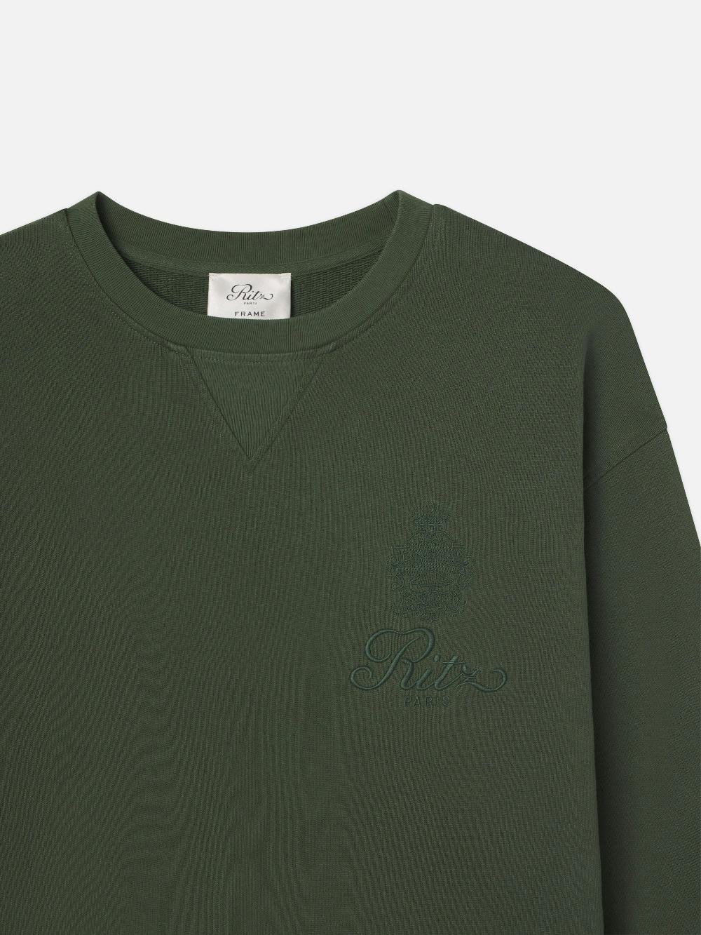 Frame Ritz Unisex Tonal Logo Crewneck In Hunter Green