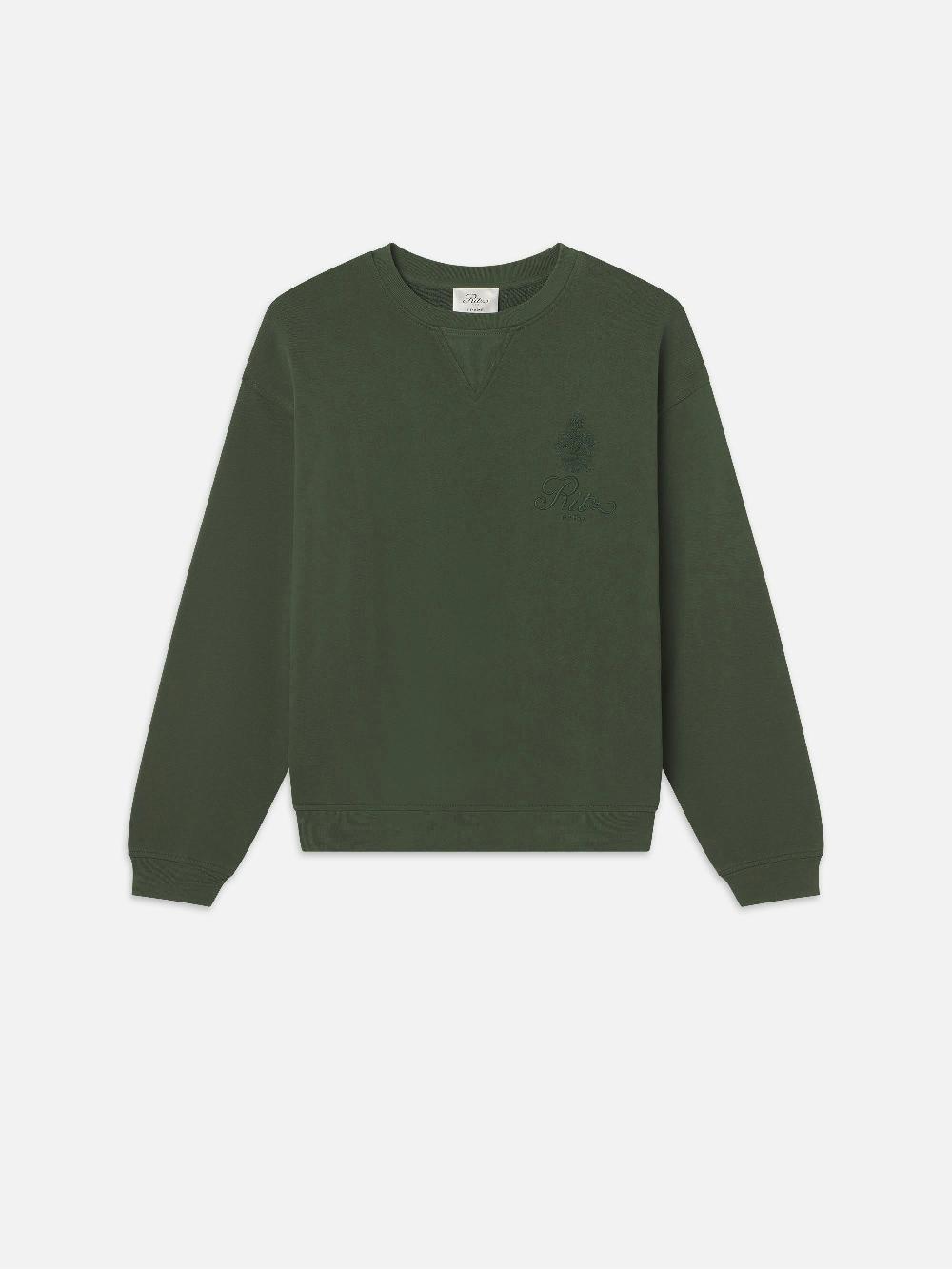 frame Ritz Unisex Tonal Logo Crewneck in Hunter Green