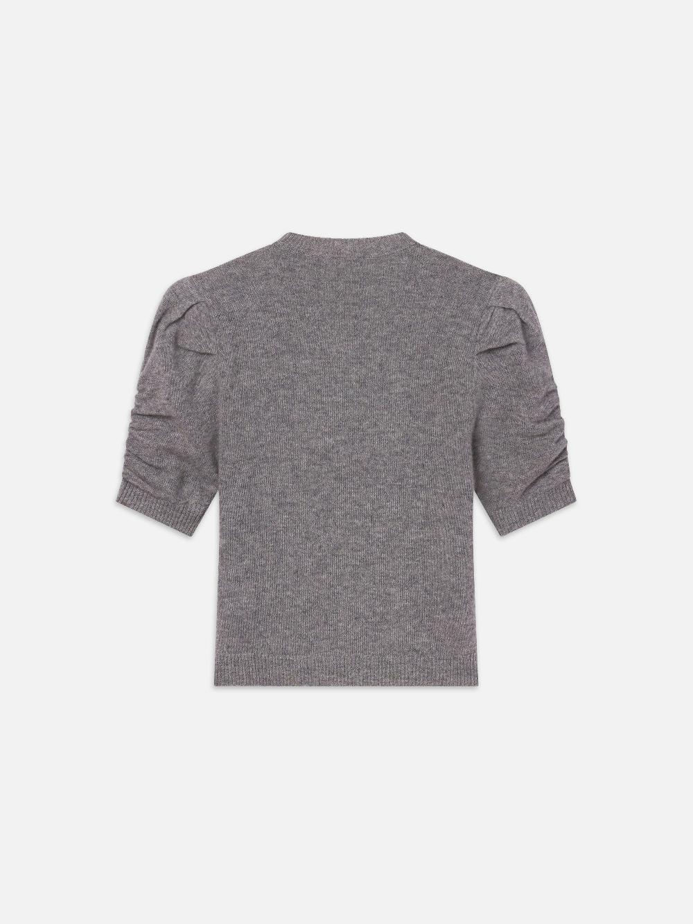 Frame Ruched Sleeve Cashmere Sweater In Gris Heather