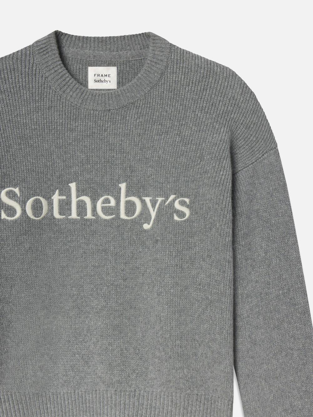 Frame Sotheby's Unisex Cashmere Sweater In Grey Melange