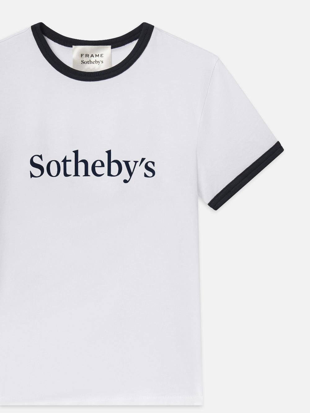Frame Sotheby’s Women's Ringer Baby Tee In White Multi