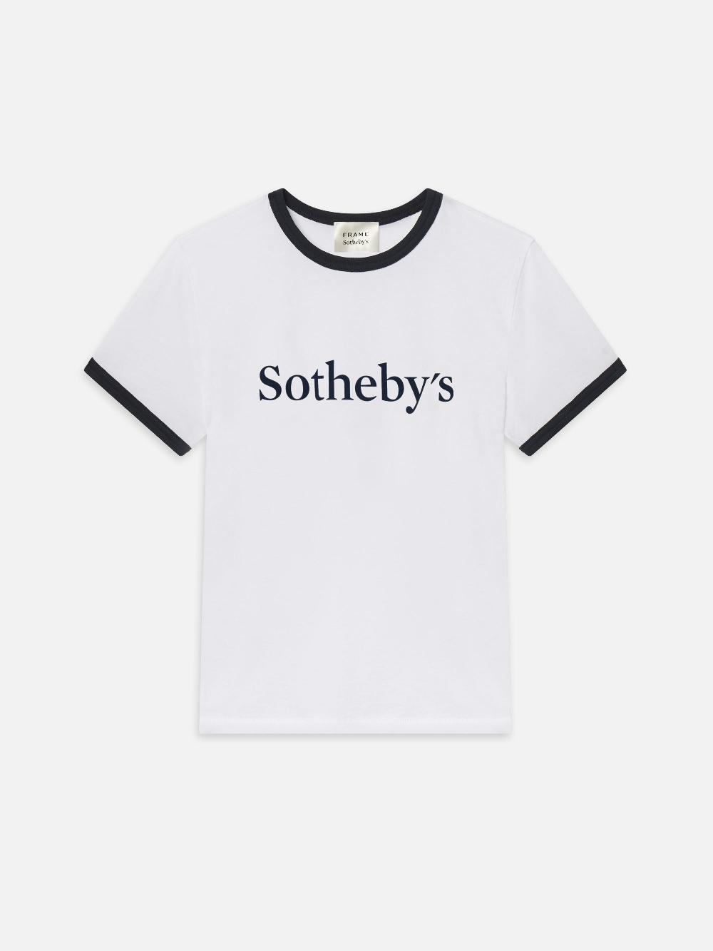 frame Sotheby’s Women's Ringer Baby Tee in White Multi