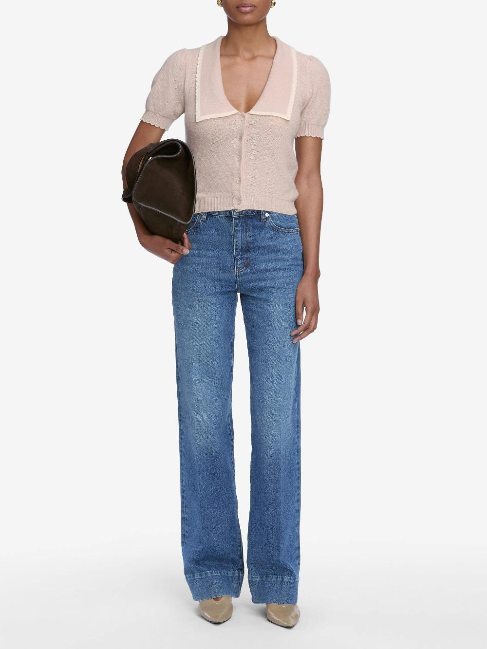 Frame The Cashmere Sailor Sweater In Pink Sand Multi