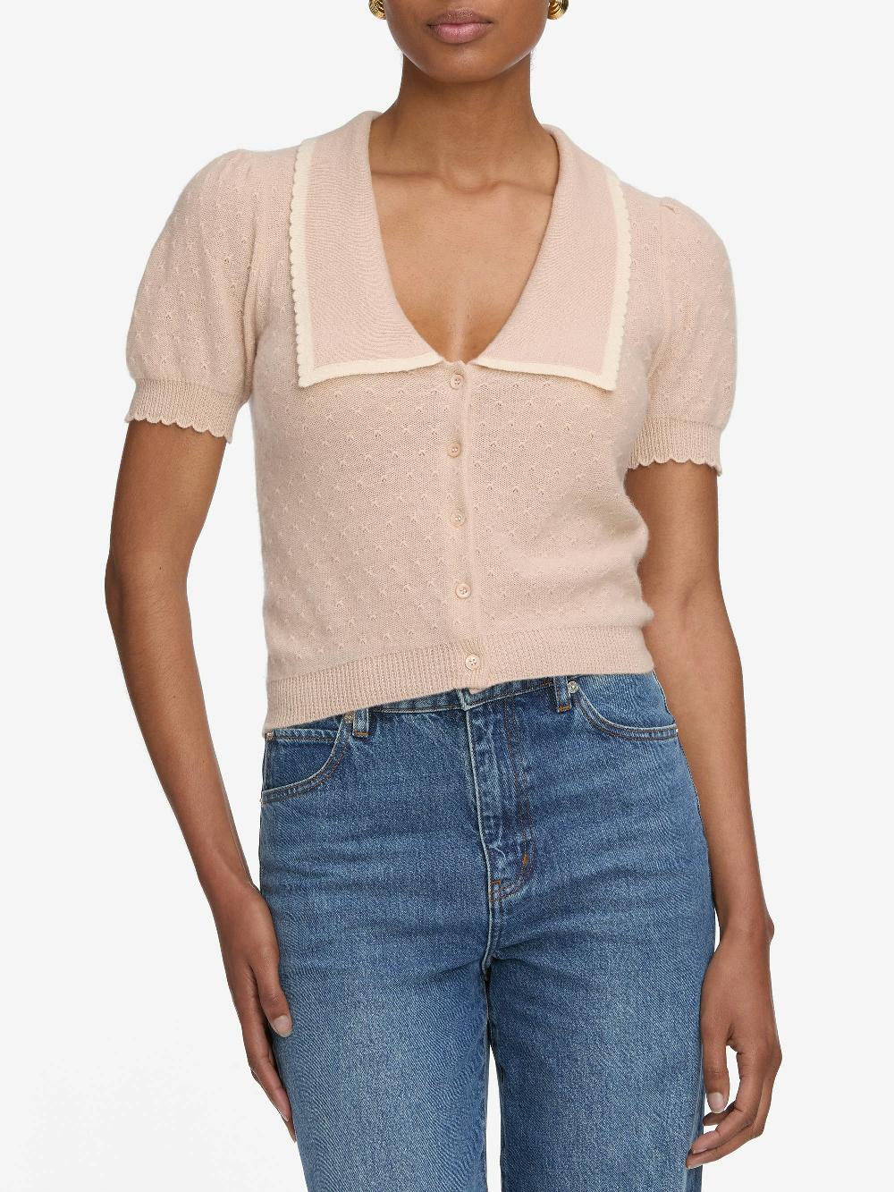 Frame The Cashmere Sailor Sweater In Pink Sand Multi