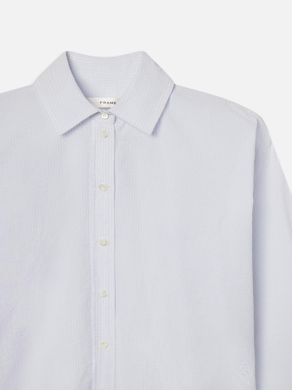 Frame The Seersucker Classic Shirt In Light Chambray Multi