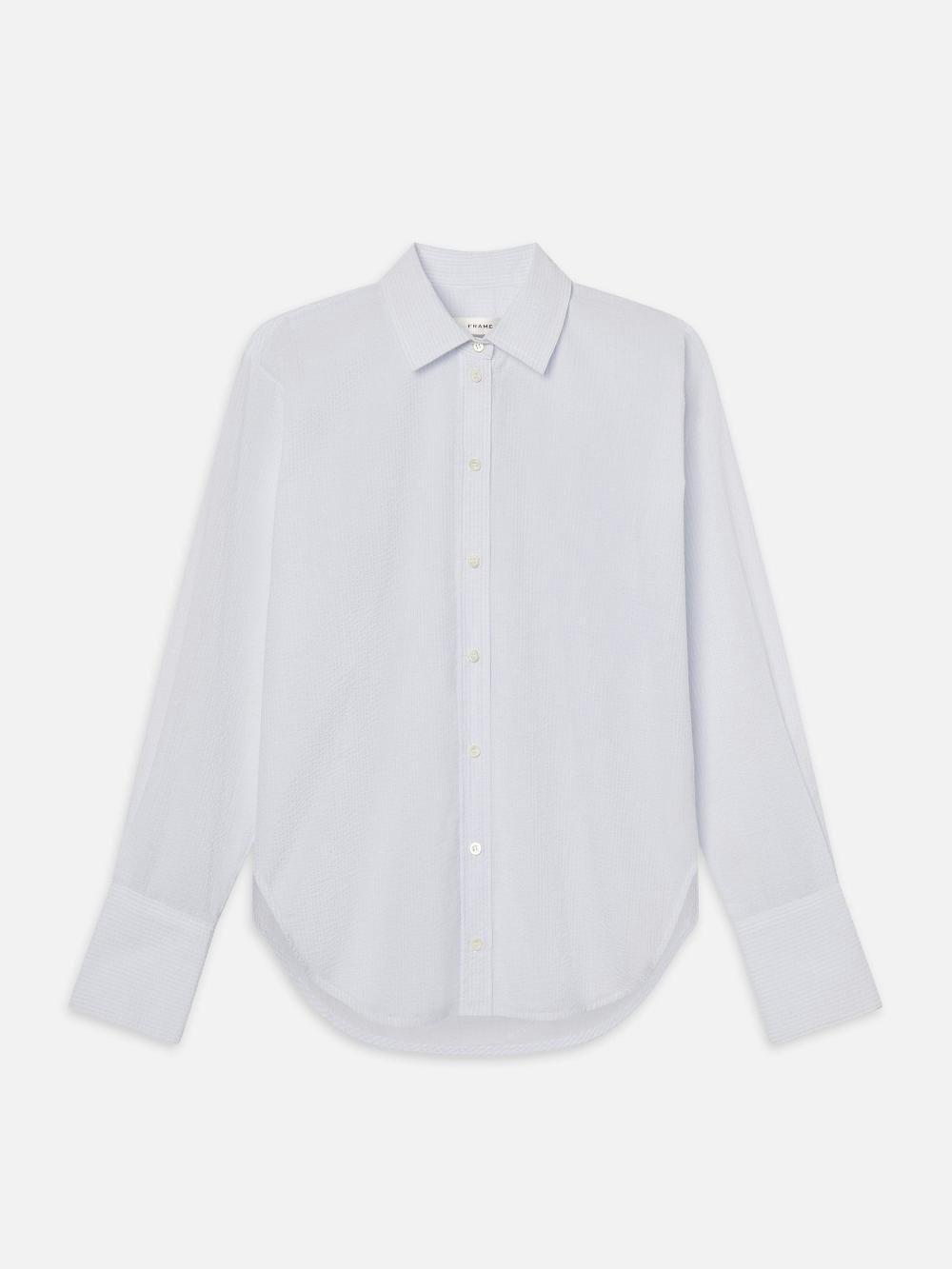 frame The Seersucker Classic Shirt in Light Chambray Multi