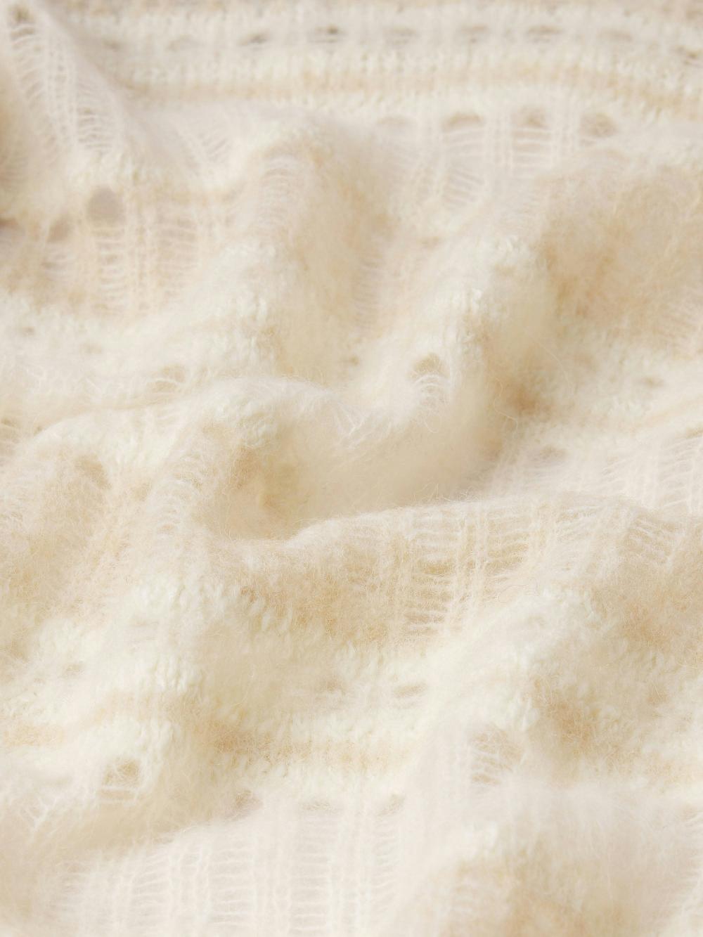 Frame The Short Sleeve Stitch Mix Sweater In Cream Multi