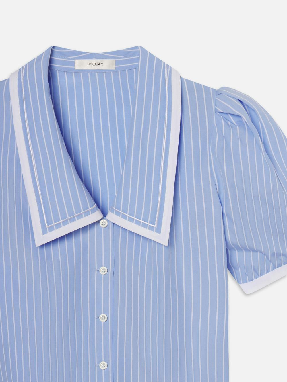 Frame The Stripe Sailor Blouse In Oxford Blue Multi