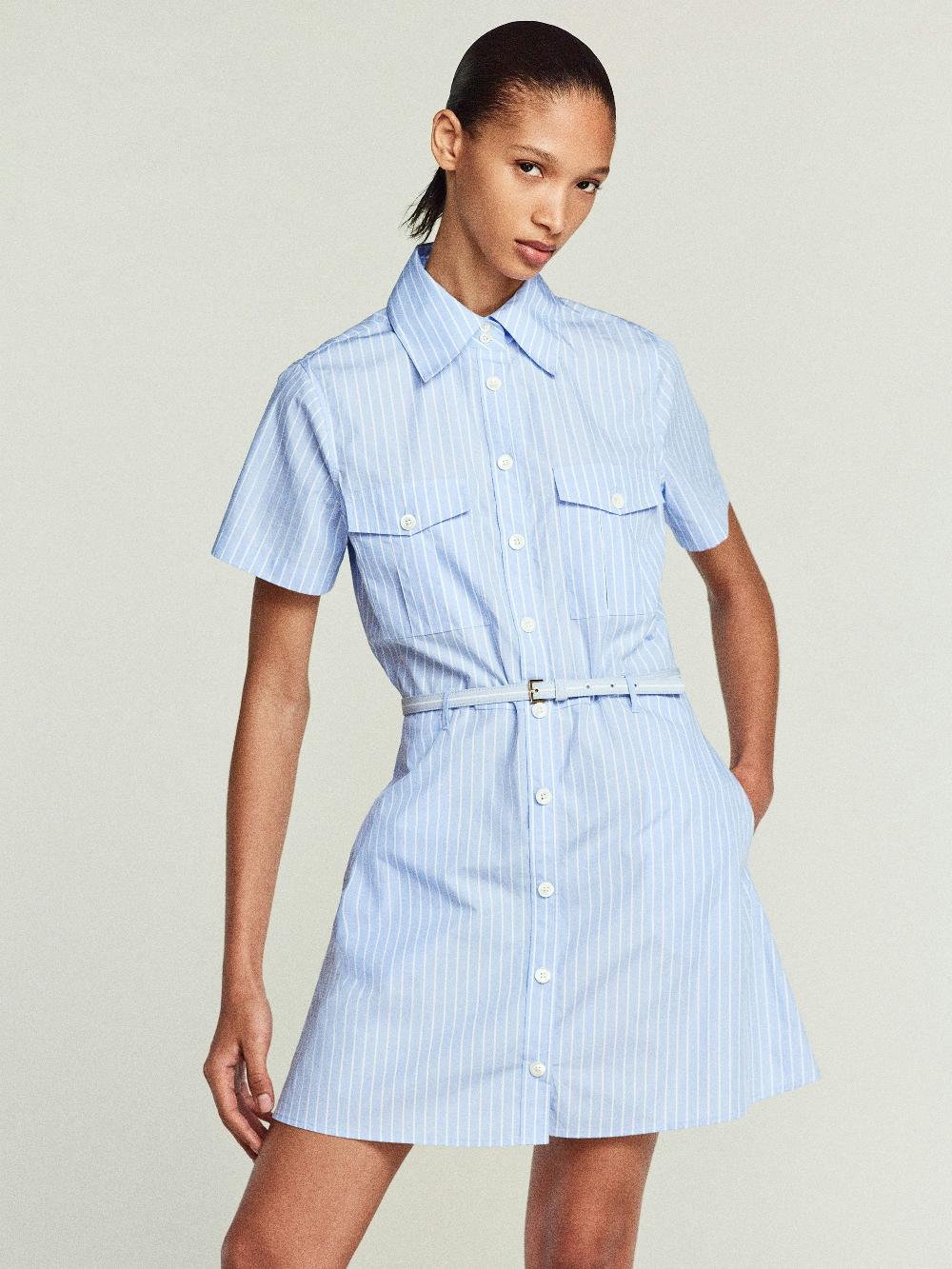 Frame The Striped Safari Dress In Oxford Blue Multi