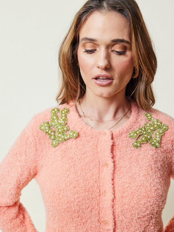 franca Beaded Nala Cropped Cardigan