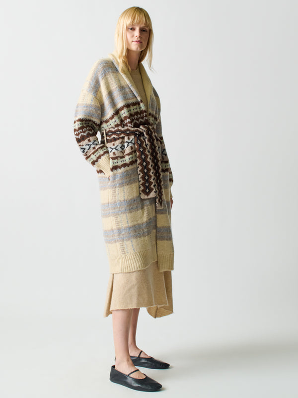 Franca Bianca Plaid Fair Isle Robe