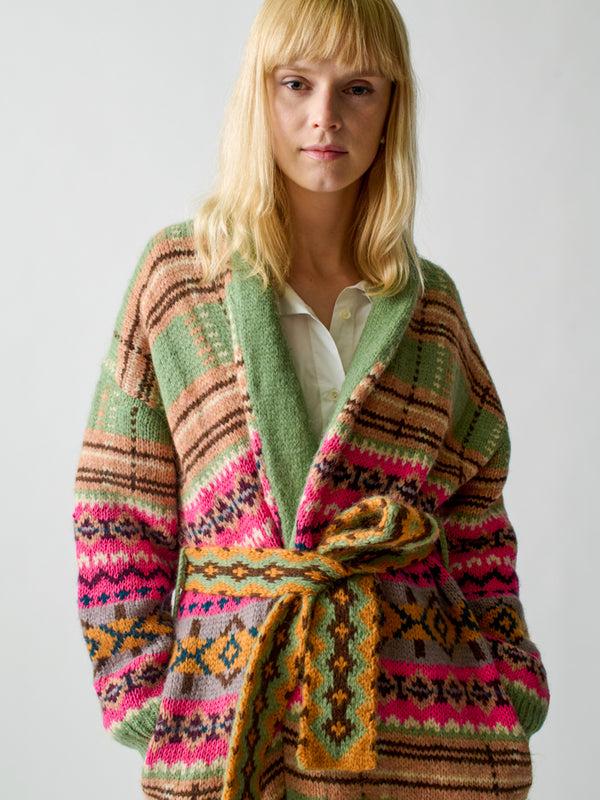 Franca Bianca Plaid Fair Isle Robe