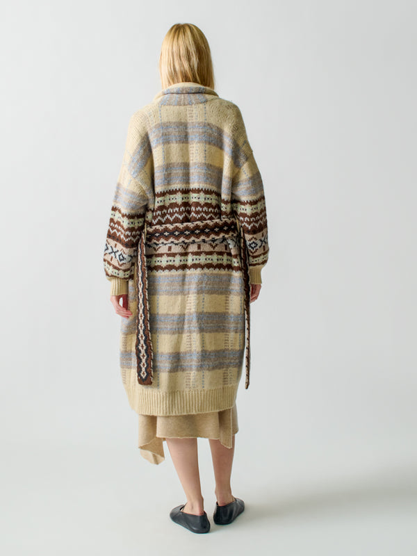 Franca Bianca Plaid Fair Isle Robe