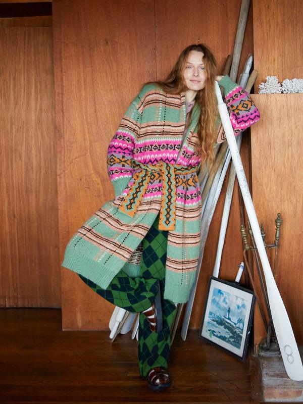 franca Bianca Plaid Fair Isle Robe