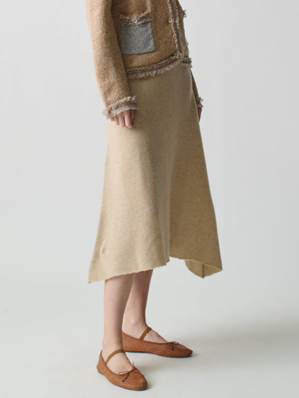 franca Brushed Wool A-Line Skirt