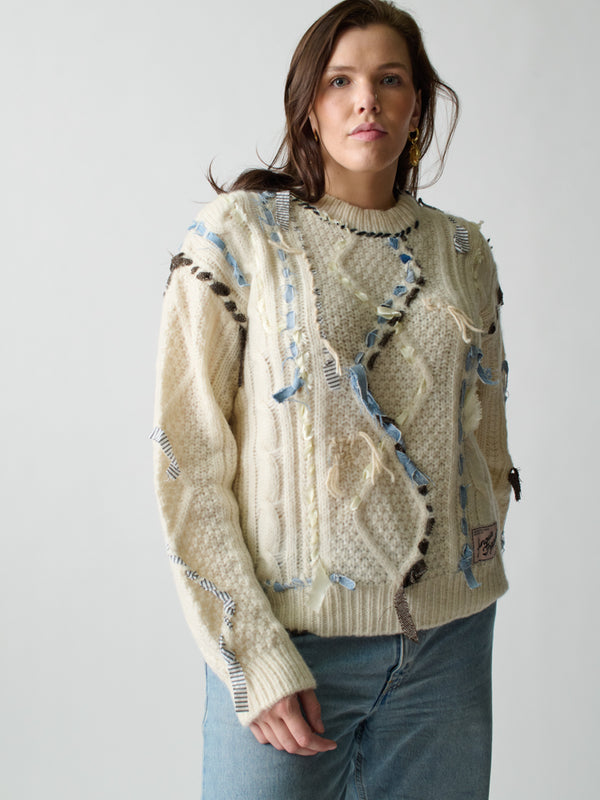 Franca Jade Cable Knit Crewneck