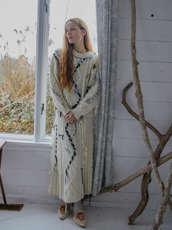 franca Jade Cable Knit Crewneck