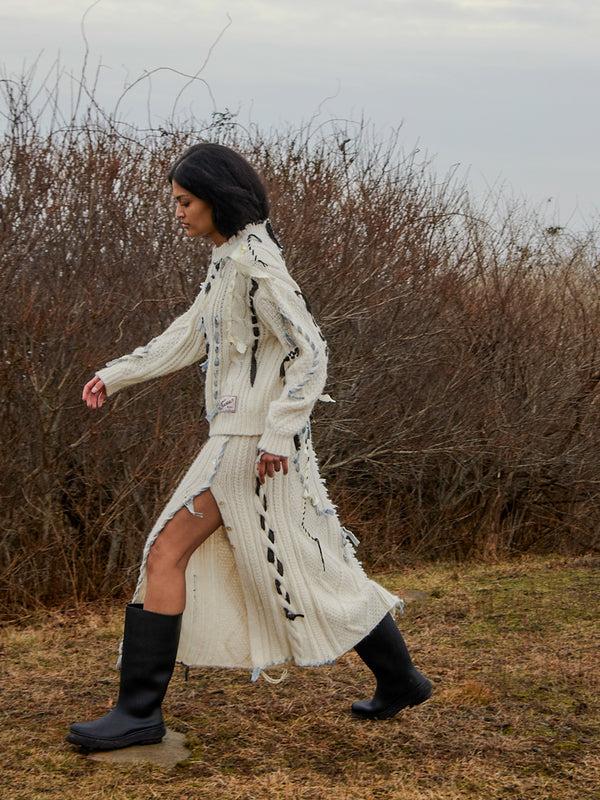 franca Jade Cable Knit Skirt