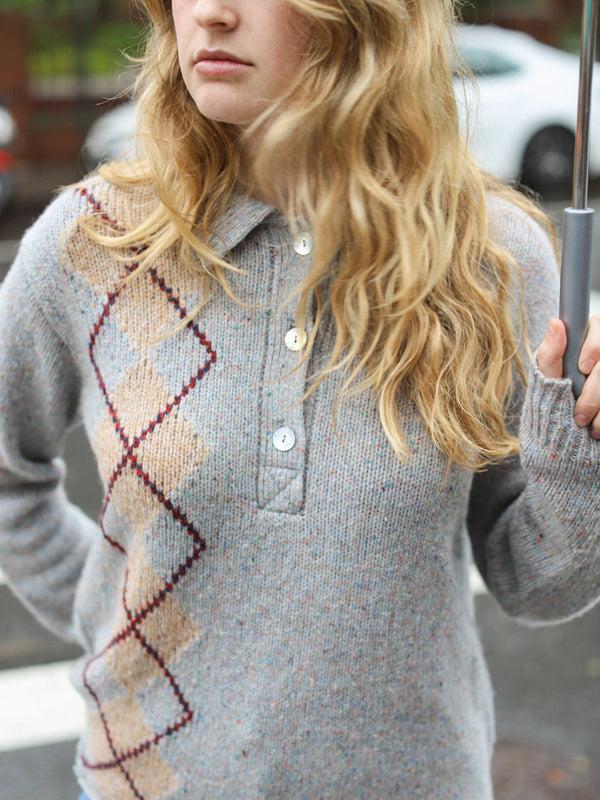 Franca Lee Tweed Argyle Polo