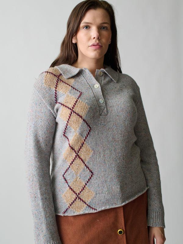 Franca Lee Tweed Argyle Polo
