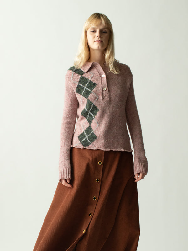Franca Lee Tweed Argyle Polo