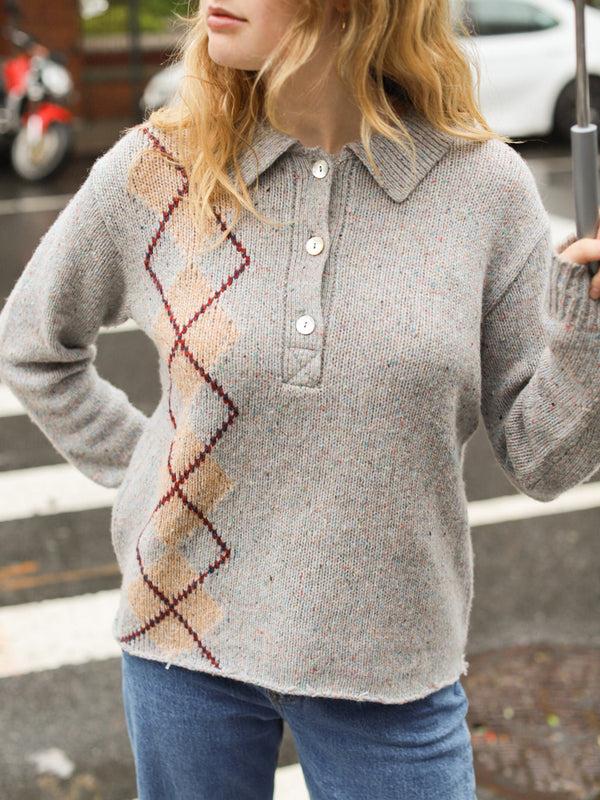 franca Lee Tweed Argyle Polo