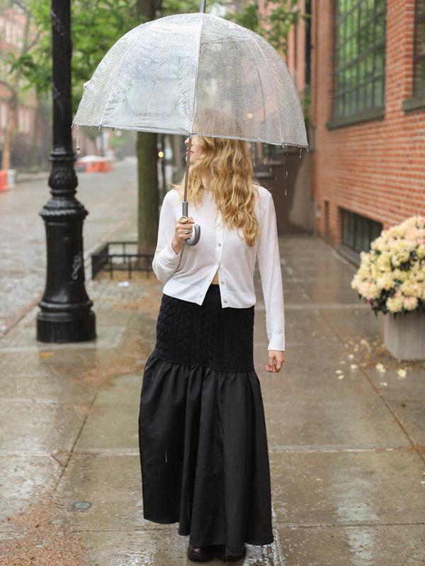 Franca Mekas Knit Combo Drop Waist Skirt