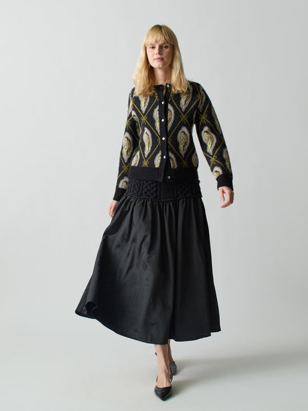 Franca Mekas Knit Combo Drop Waist Skirt