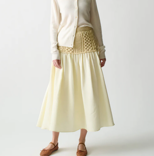 Franca Mekas Knit Combo Drop Waist Skirt