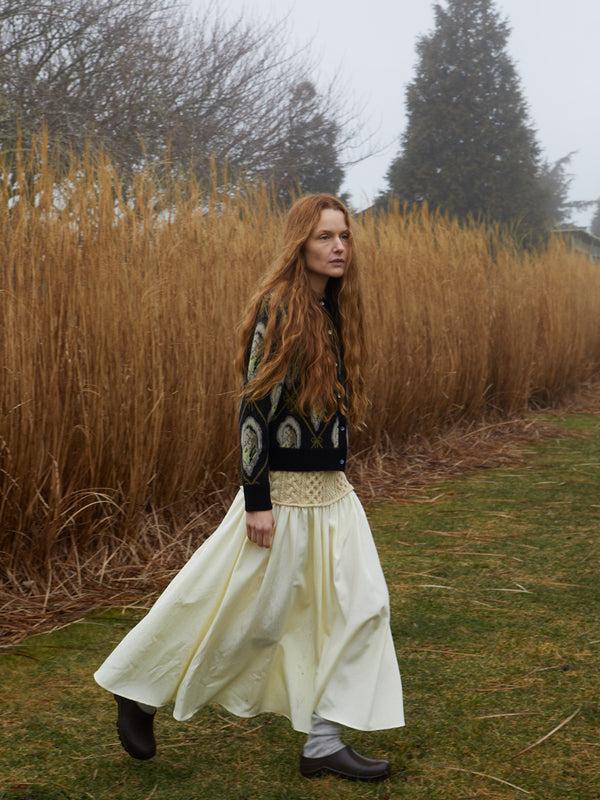 franca Mekas Knit Combo Drop Waist Skirt