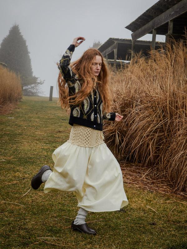 Franca Oyster Jacquard Cardigan