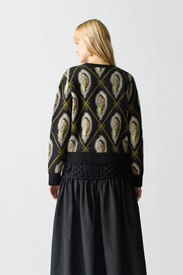 Franca Oyster Jacquard Cardigan