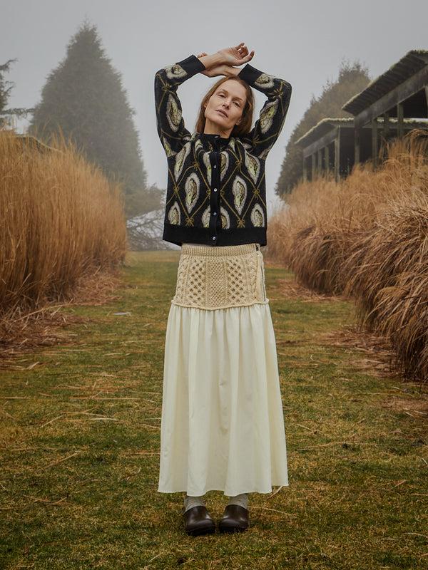 Franca Oyster Jacquard Cardigan
