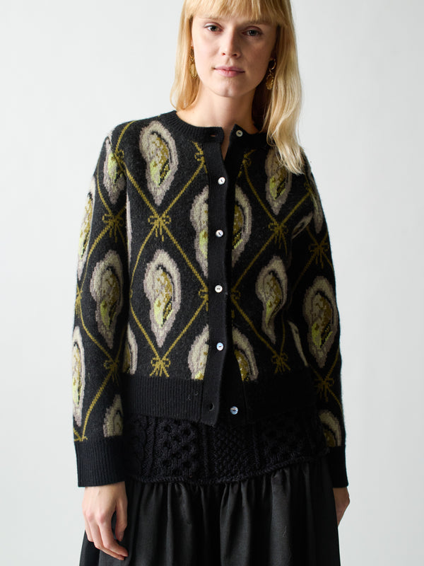 franca Oyster Jacquard Cardigan