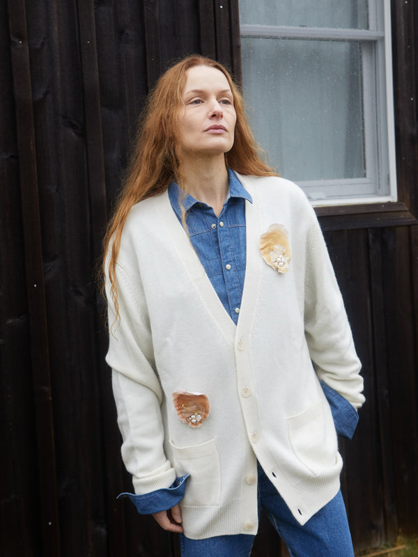 franca Oyster Rosette Oversized Cardigan