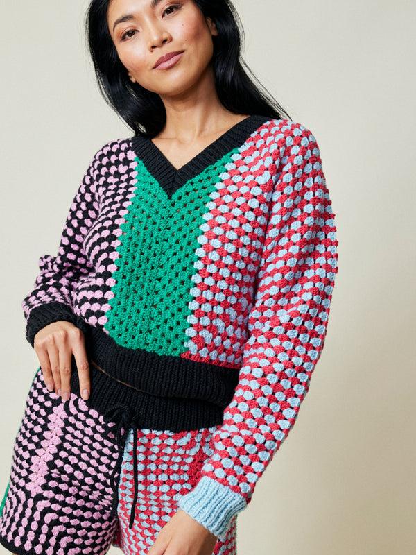 Franca Simko Crochet V-Neck