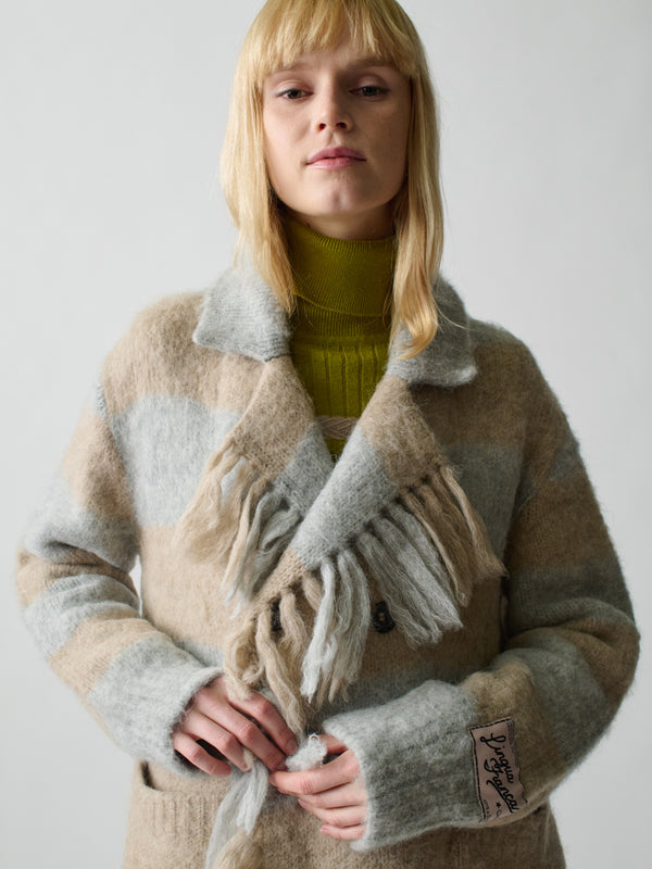 Franca Striped Mavis Fringe Coat