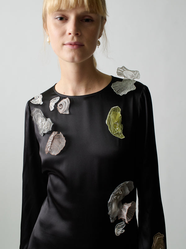 Franca Yoko Embellished Silk Dress
