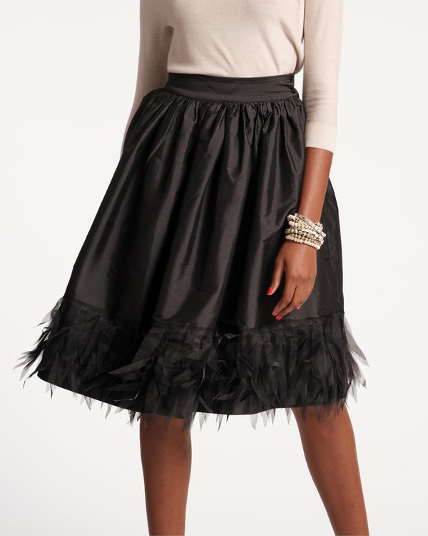frances valentine Barbara Midi Feather Skirt