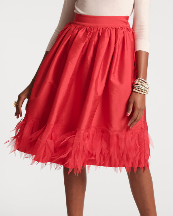 frances valentine Barbara Midi Feather Skirt