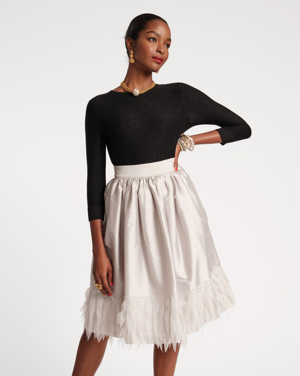 frances valentine Barbara Midi Feather Skirt