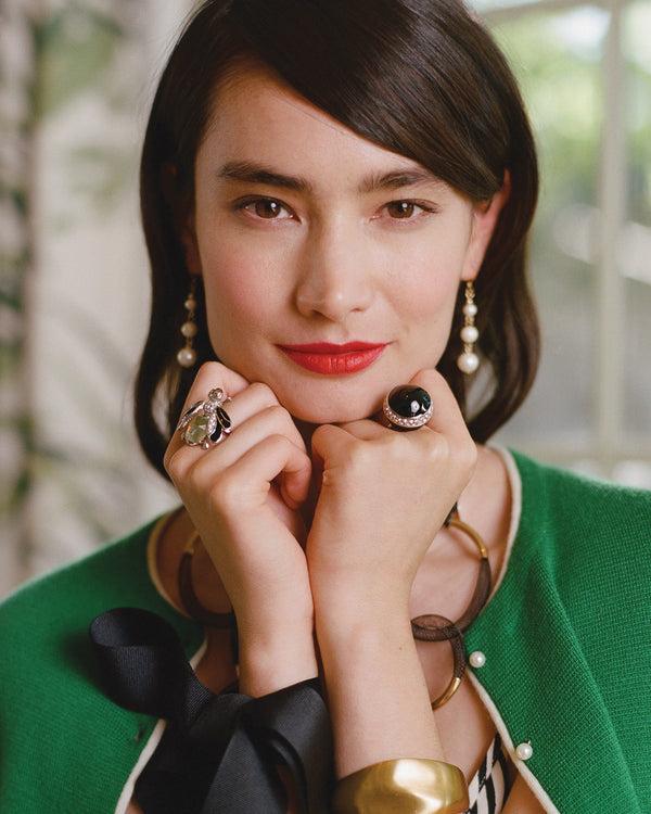 Frances Valentine Bee Ring Black Silver