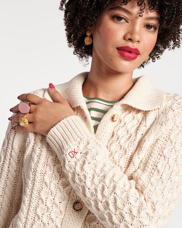 Frances Valentine Fisherman Cableknit Cardigan