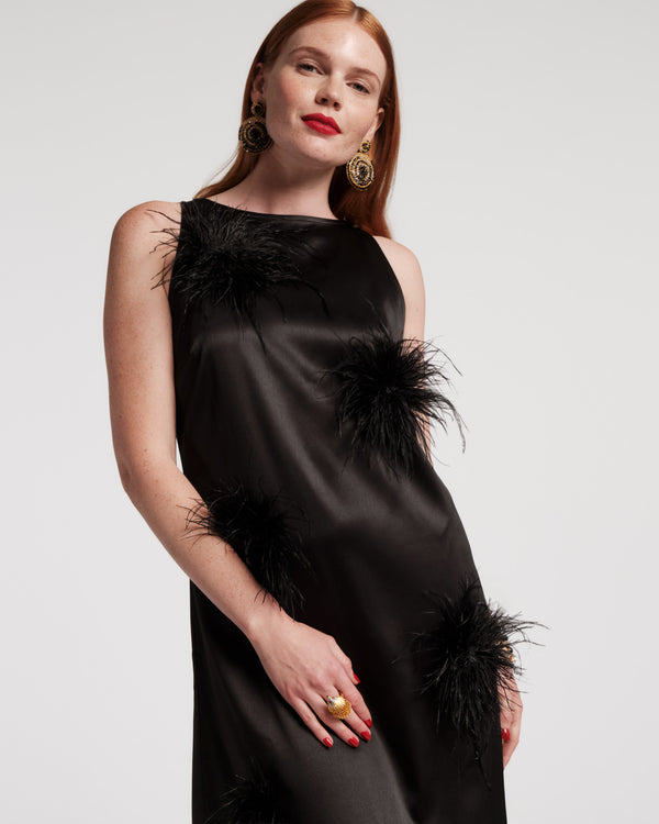 Frances Valentine Francesca Feather Maxi Dress