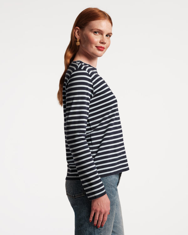 Frances Valentine Long Sleeve Striped Tee Shirt