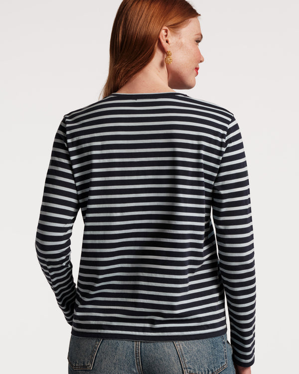 Frances Valentine Long Sleeve Striped Tee Shirt