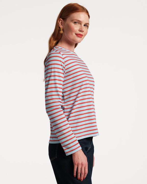 Frances Valentine Long Sleeve Striped Tee Shirt
